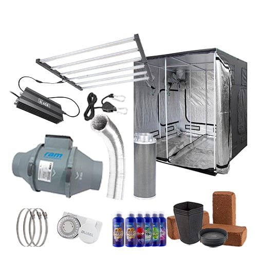 LUMii Black 720W LED Complete Grow Kit - 2.4m x 2.4m Hobby / Coco / None - London Grow