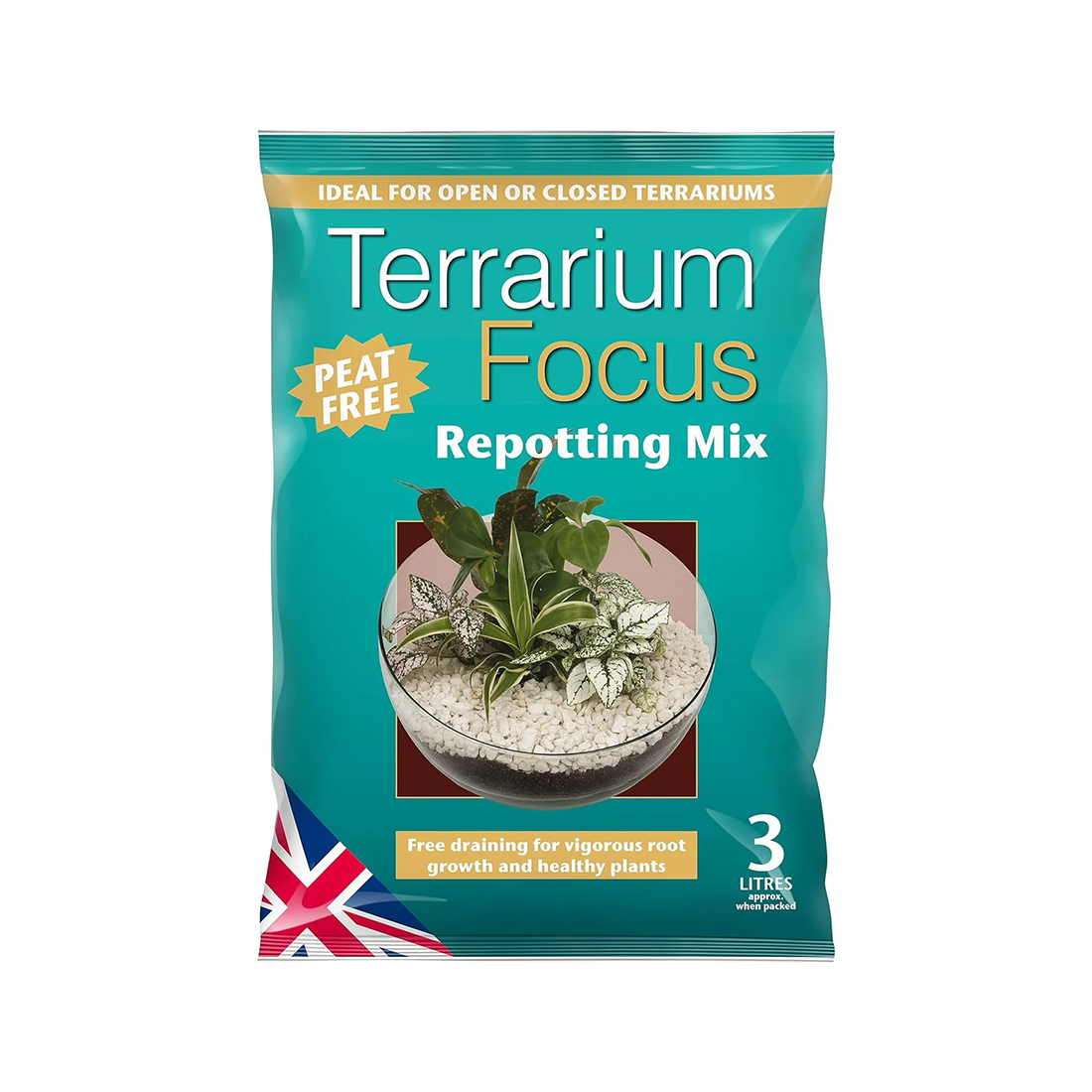 terrarium potting mix Terrarium Focus Repotting Mix Peat Free 3L
