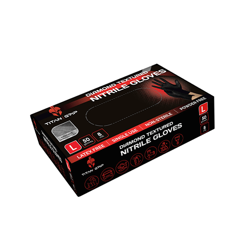 Titan Grip Diamond Texture Nitrile Gloves - Box of 50 Large - London Grow