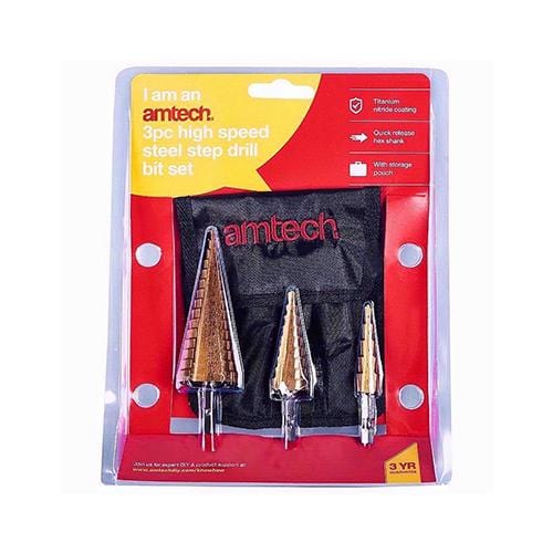 Amtech Step Drill Set - High Speed Steel 3pc Large - London Grow