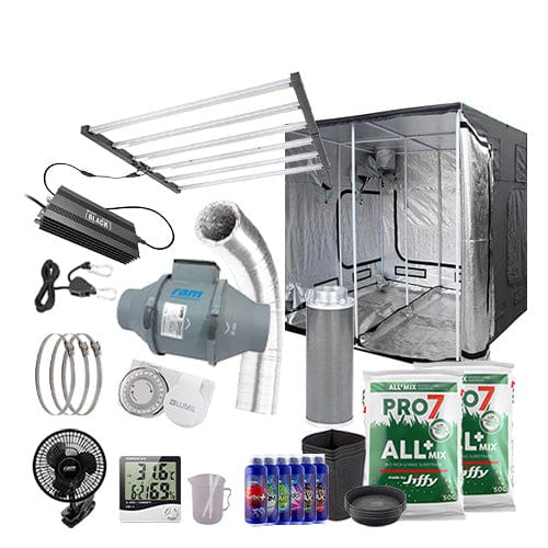 LUMii Black 720W LED Complete Grow Kit - 2.4m x 2.4m Hobby / Soil / Basic Add Ons - London Grow