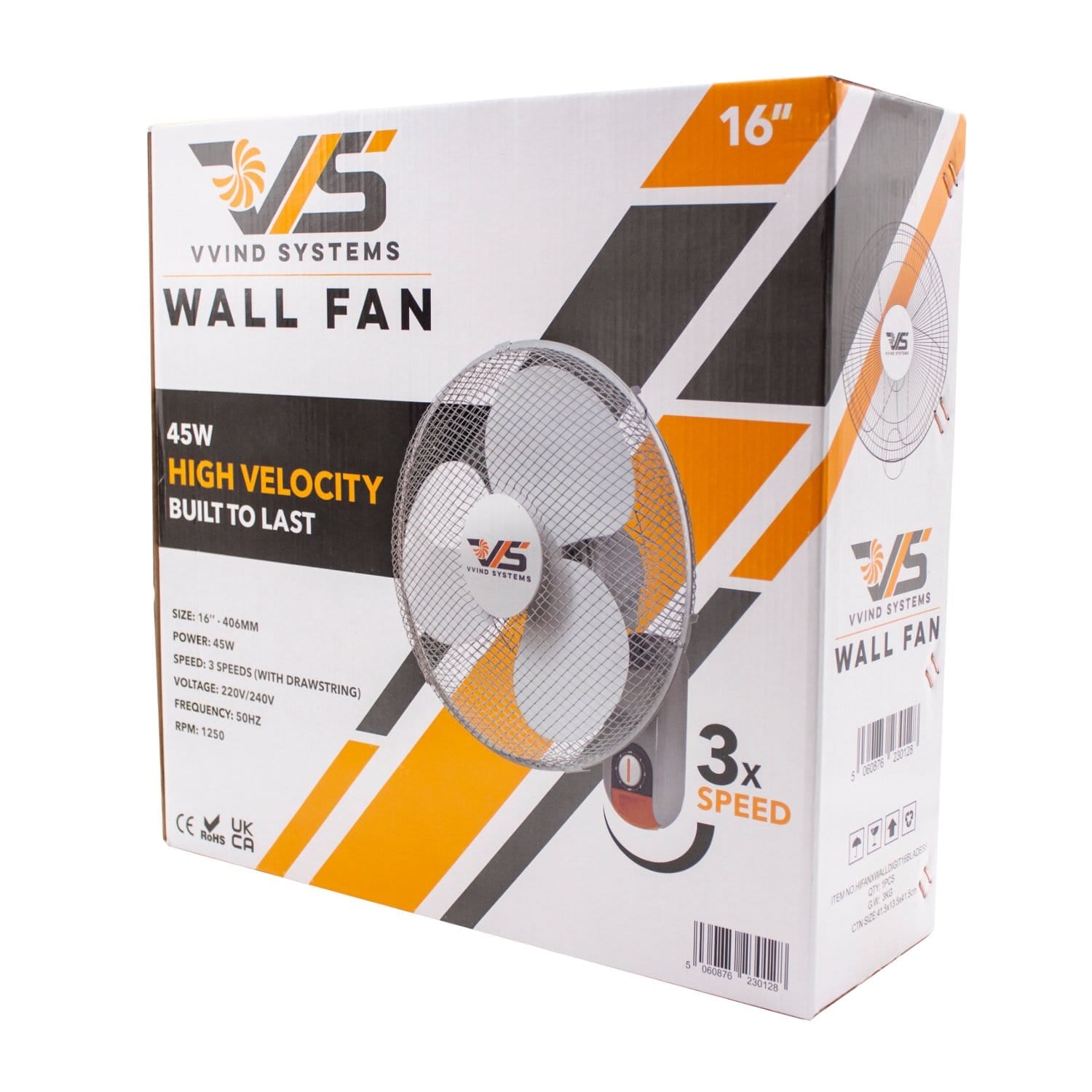 VVIND Systems - 400mm (16") Wall Fan 3 Speed - London Grow