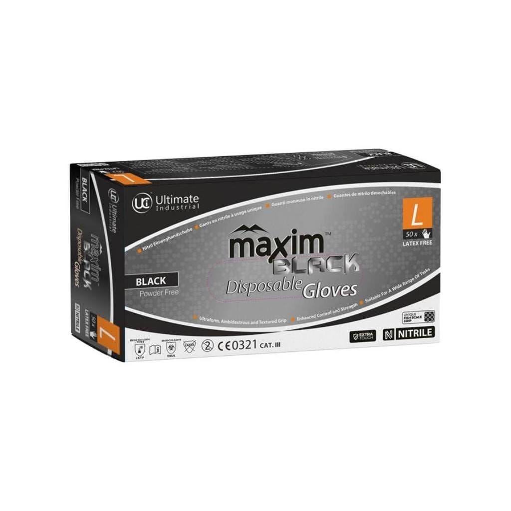 Maxim Black Nitrile Gloves - Box of 50 - London Grow